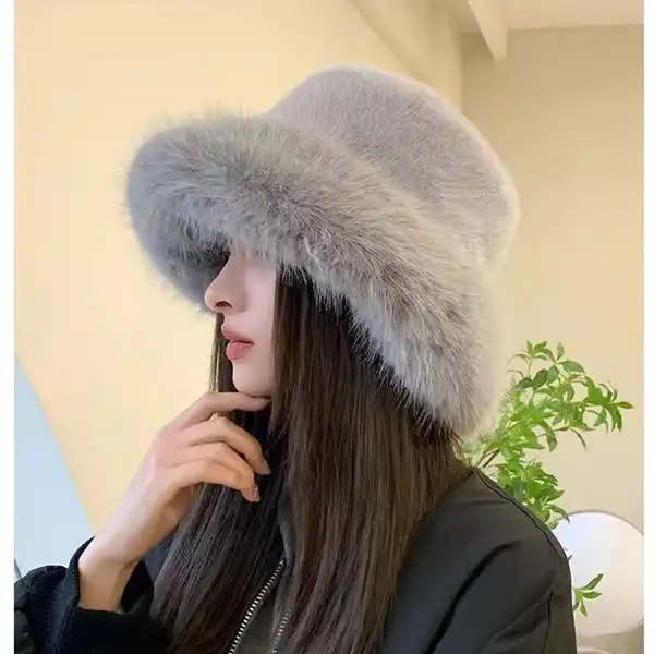 Women's Winter Fluffy Plush Bucket Hat